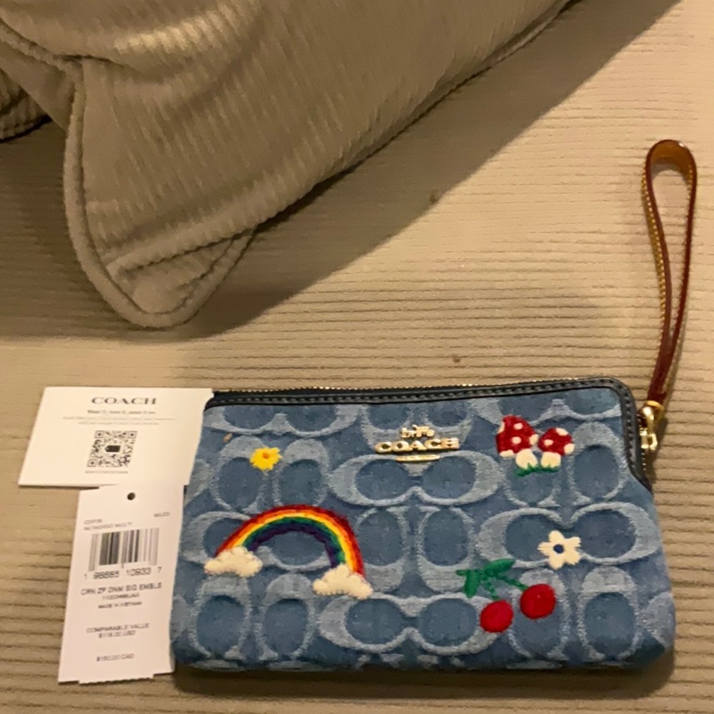 Coach Wristlet denim signature NWT
